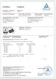certyfikat Drabina aluminiowa Bayersystem BS-DA7 150kg