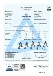 certyfikat Drabina aluminiowa Bayersystem BS-DW 2x11
