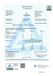 certyfikat Drabina aluminiowa Bayersystem BS-DA7 150kg